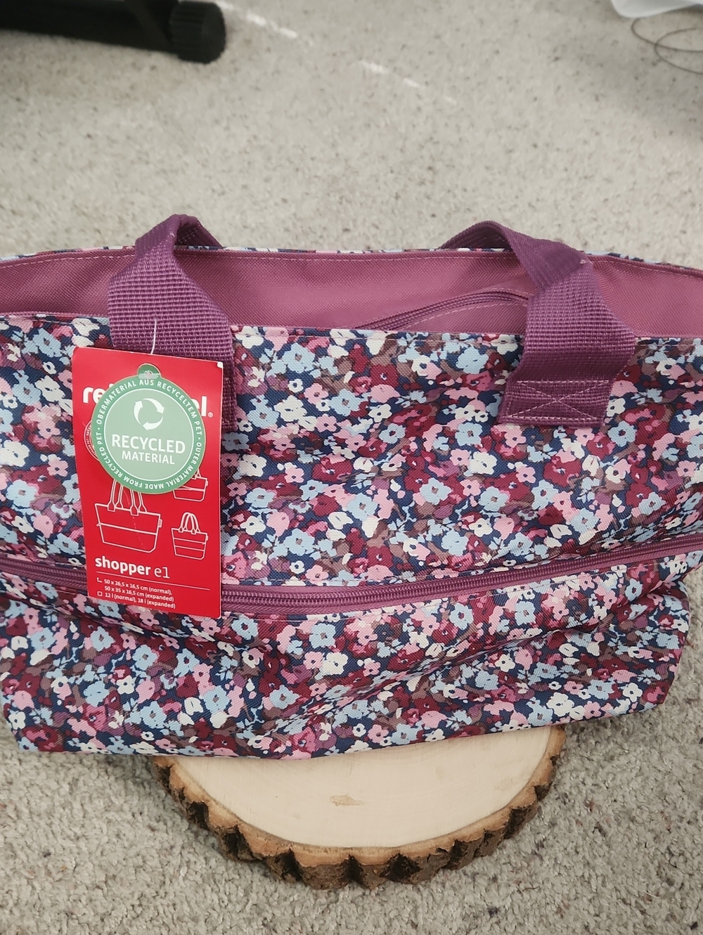 Reisenthel Shopper e1 Purple Floral Design Tote NEW